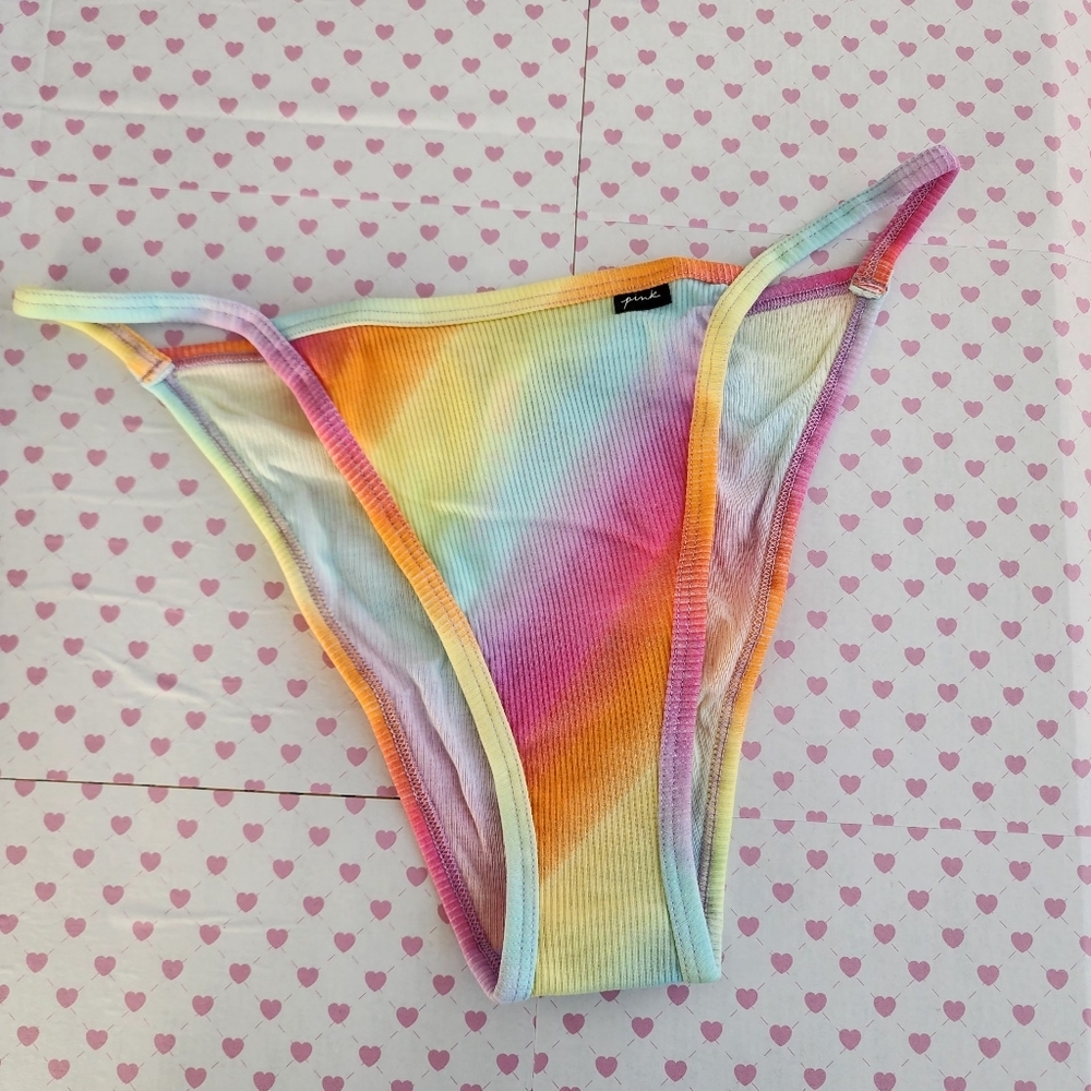 NWT VS PINK Strappy Bikini Rainbow Panties